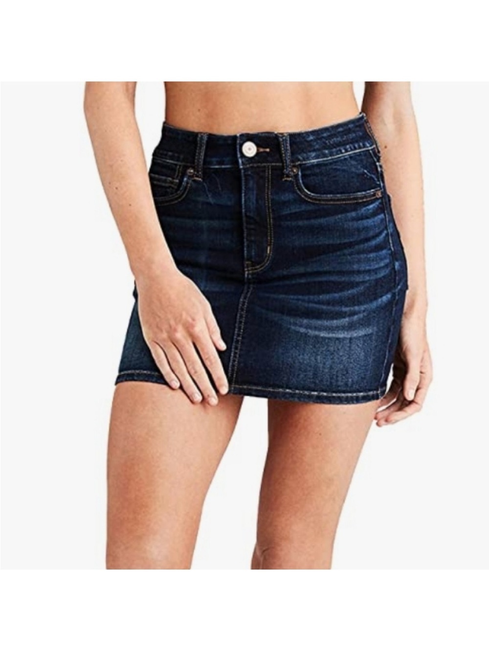 American Eagle Outfitters Dark Indigo Denim HR Mini Skirt Size 8 NWOT